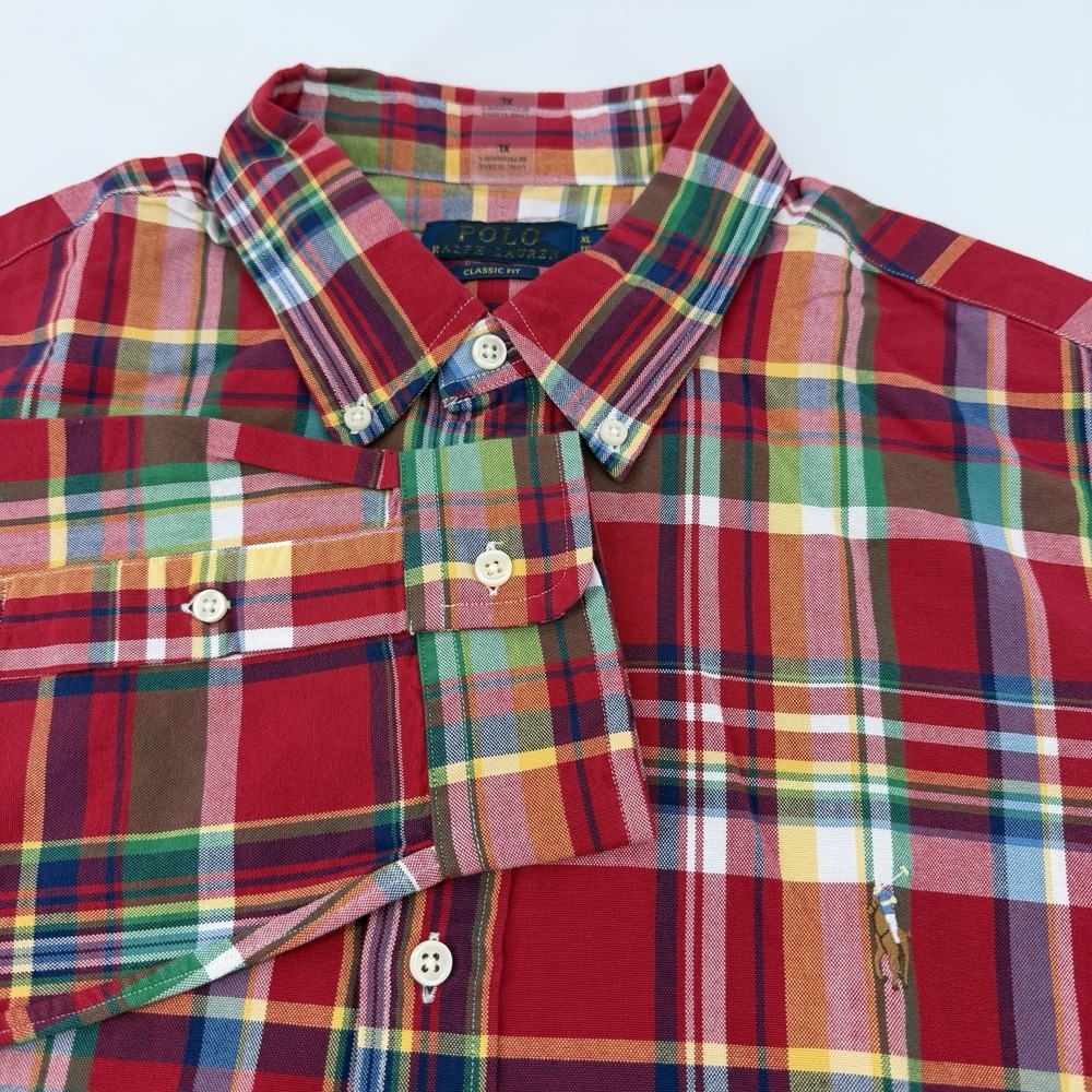 Polo Ralph Lauren Shirt Men XLarge Red Plaid Classic Fit Long Sleeve Button down